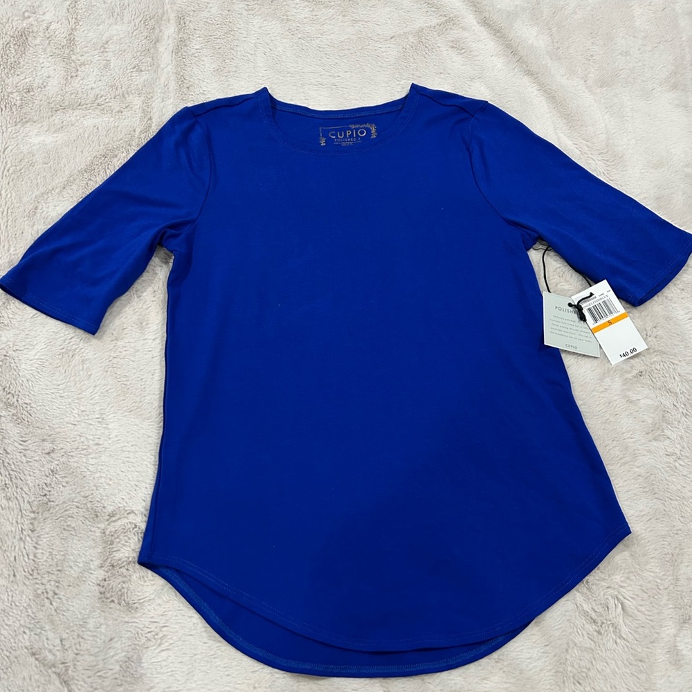 Cupio NWT Blue Fitted 3/4 Sleeve T-Shirt